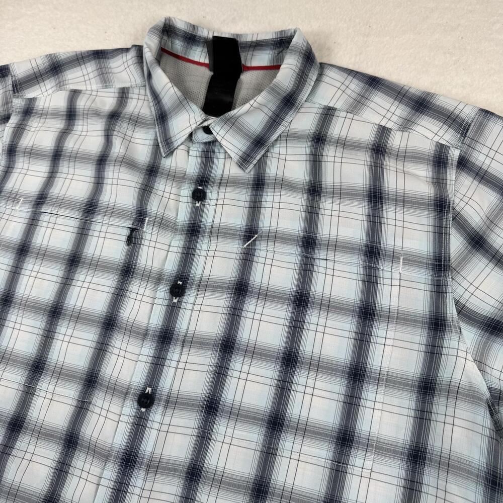 The North Face Shirt Mens Size XL Blue Plaid Short Sleeve Button Up Outdoor